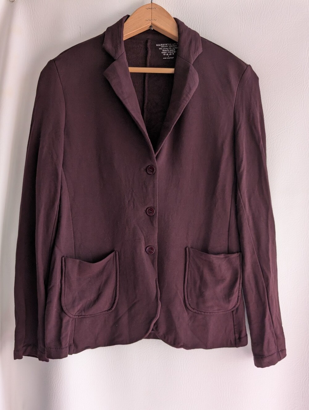Majestic Filatures Plum Soft Touch Button-Front Blazer Jacket - Size 2 Small